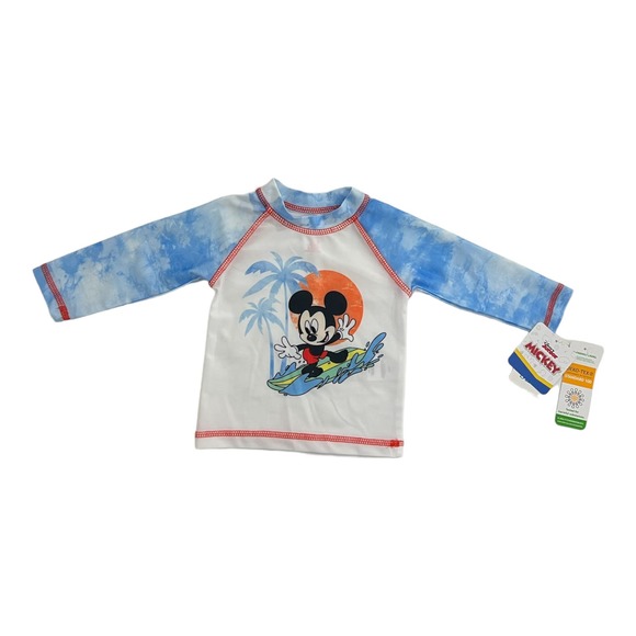 Disney Mickey Mouse Size 3 / 6 Months Baby Boy Swimsuit Rash Guard Set, 2-Piece, - Picture 9 of 9
